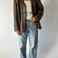 Leather blazer jacket | Brown