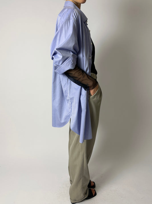 Classic satin cotton shirt | Blue