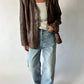 Leather blazer jacket | Brown