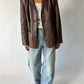 Leather blazer jacket | Brown