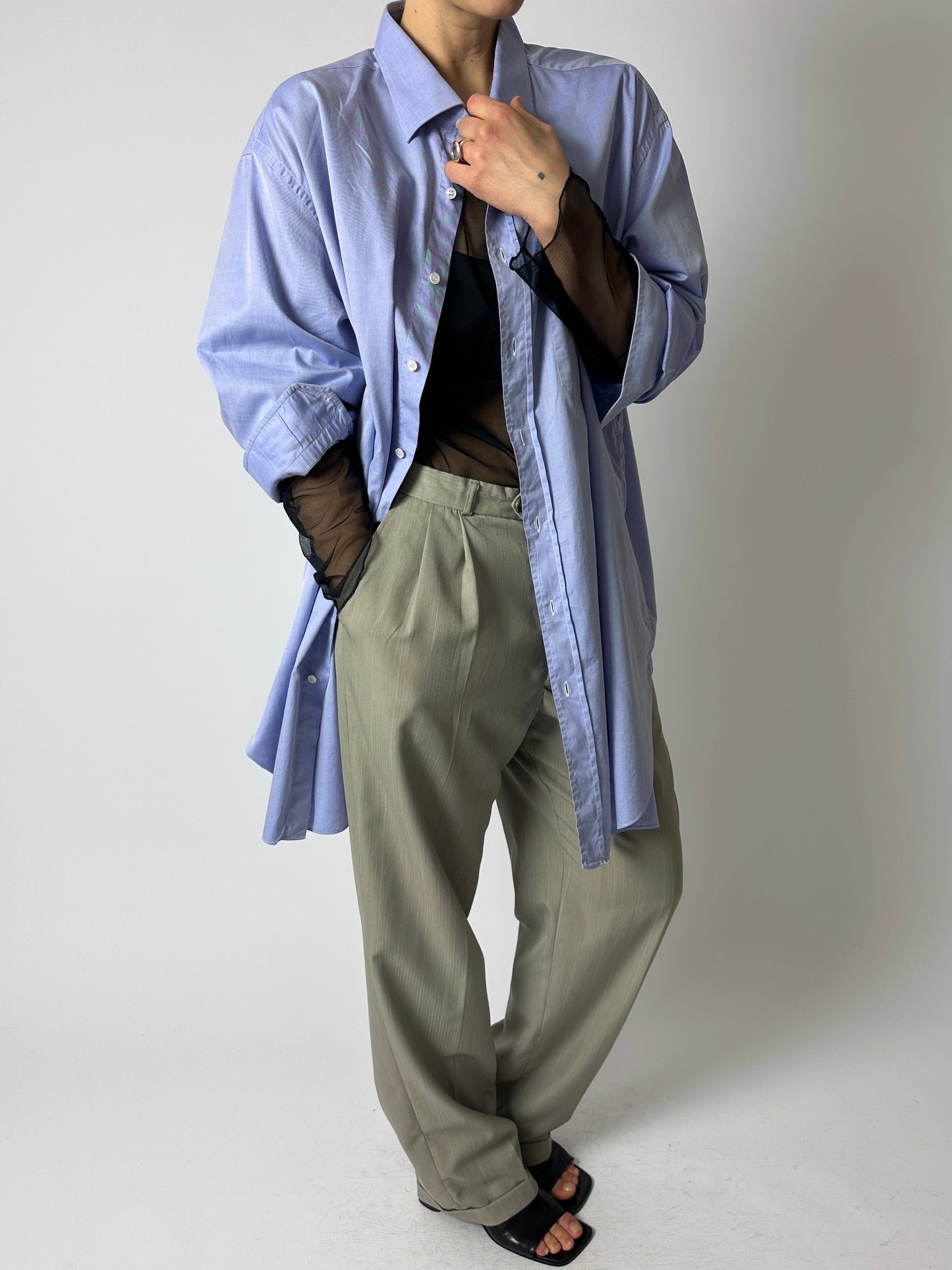 Classic satin cotton shirt | Blue