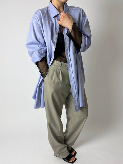 Tailored wool blend trousers | Grey / green