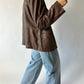 Leather blazer jacket | Brown