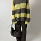 Mohair striped sweater | Taupe / Soft yellow