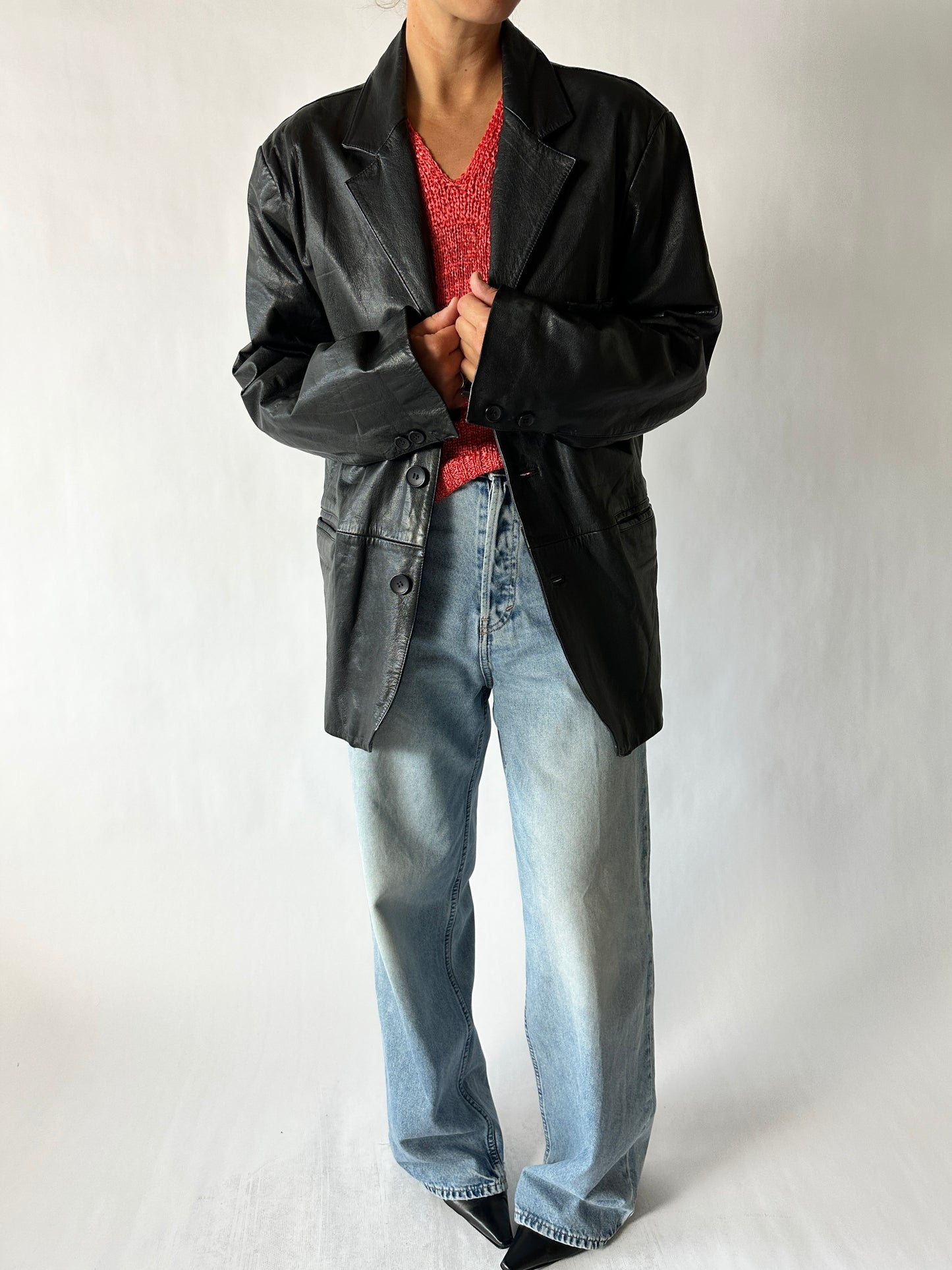 Leather blazer | Black