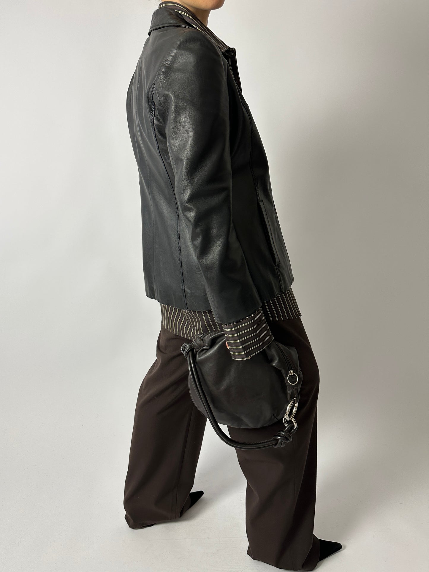 Leather shoulder bag | Dark Brown