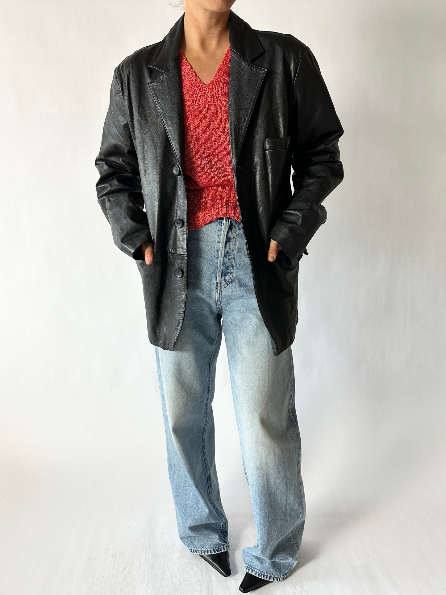 Leather blazer | Black