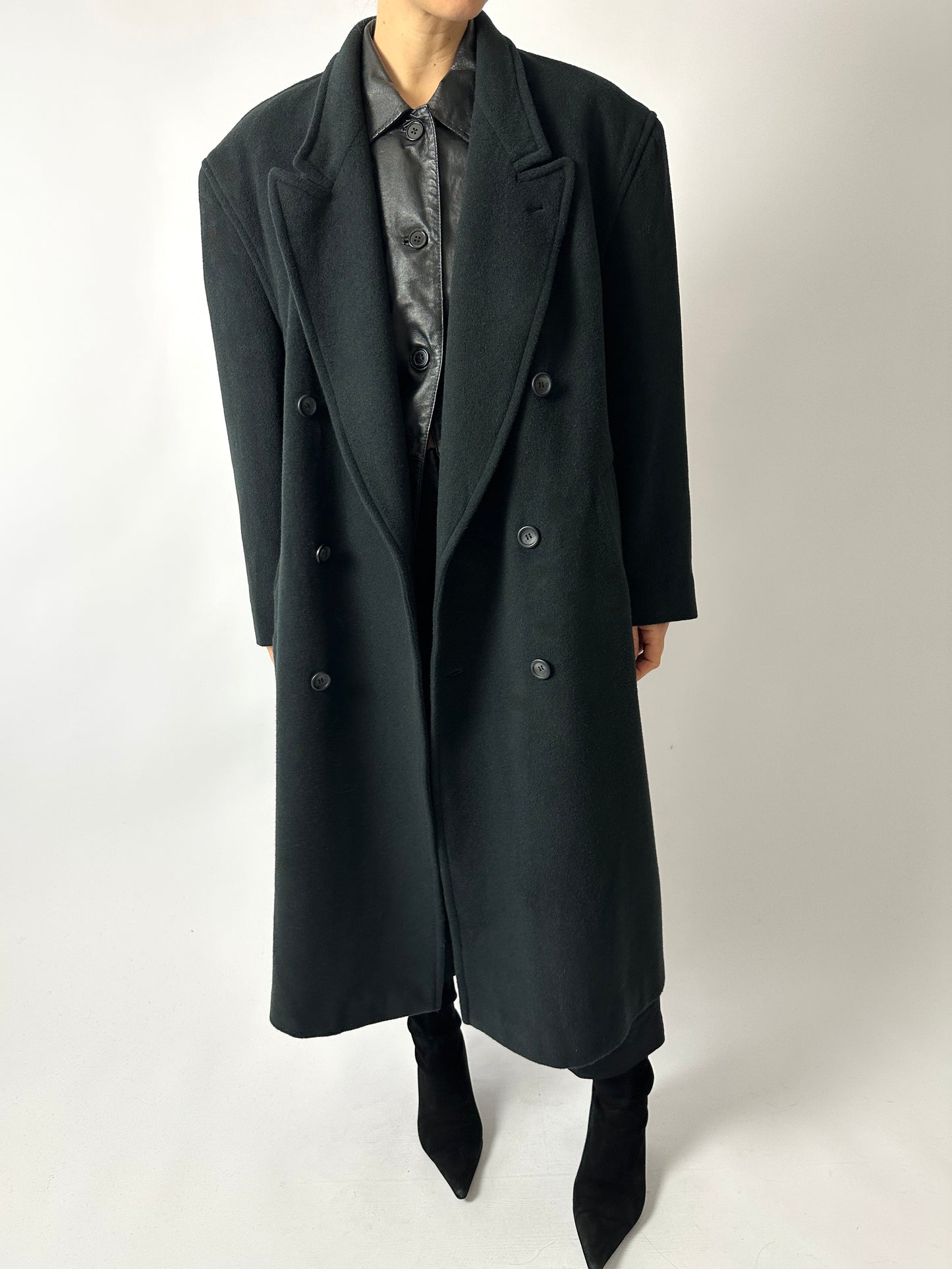 Oversized double-breasted coat | Forest green