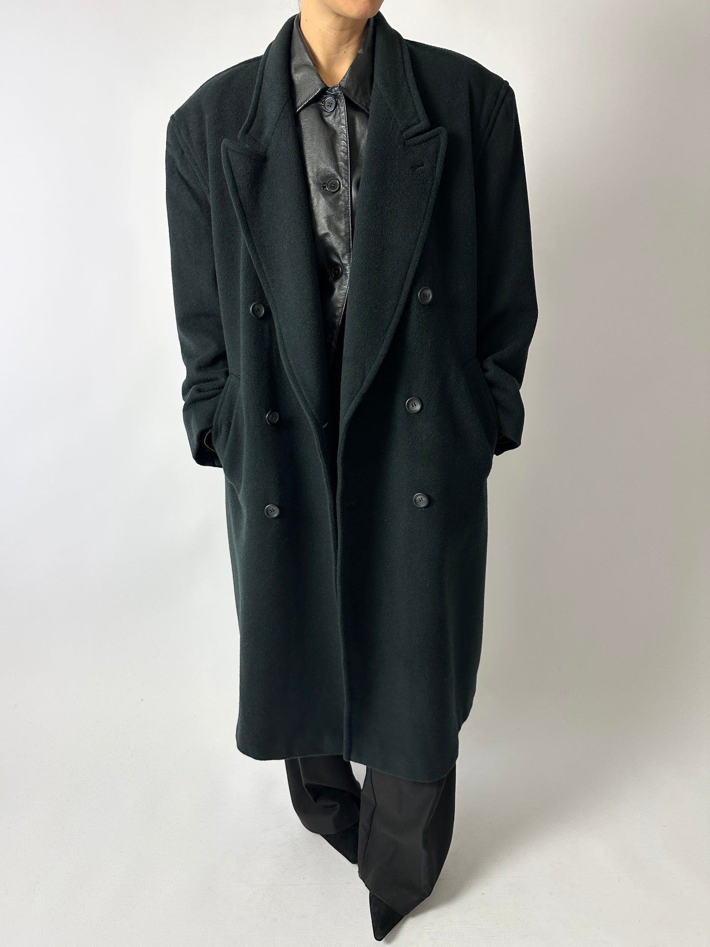 Oversized double-breasted coat | Forest green