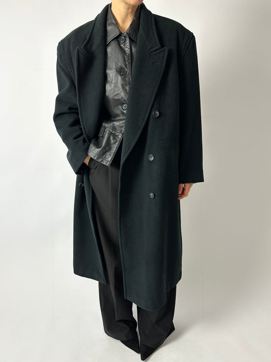 Oversized double-breasted coat | Forest green
