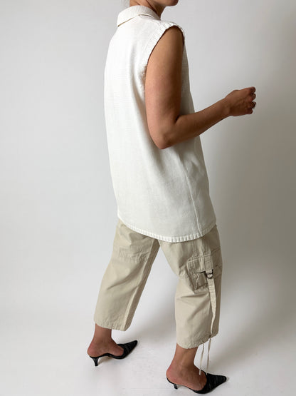 Knitted polo top | Off white