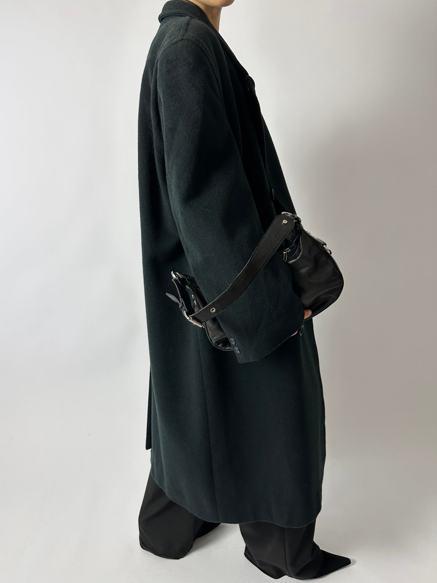 Oversized double-breasted coat | Forest green