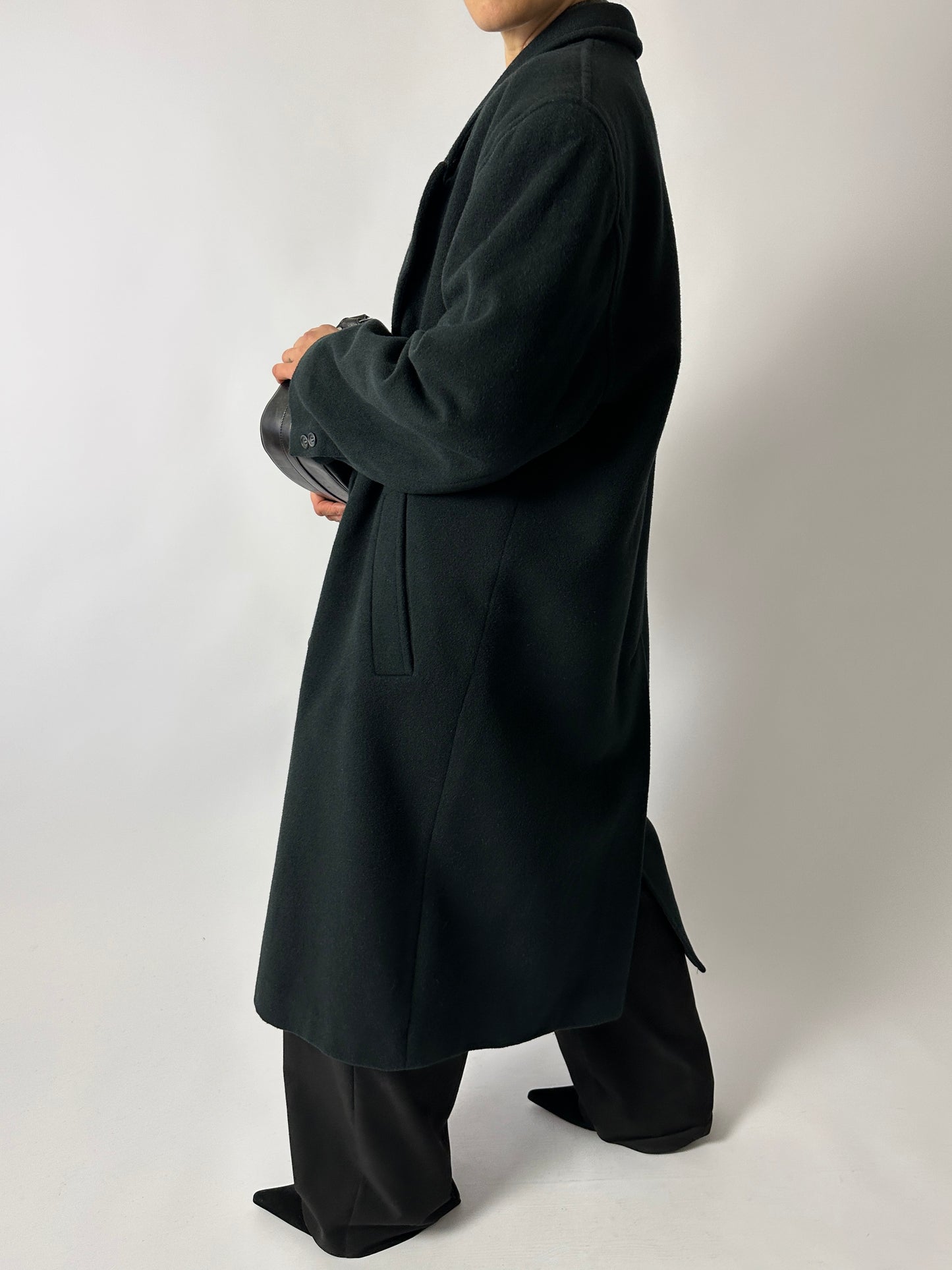 Oversized double-breasted coat | Forest green