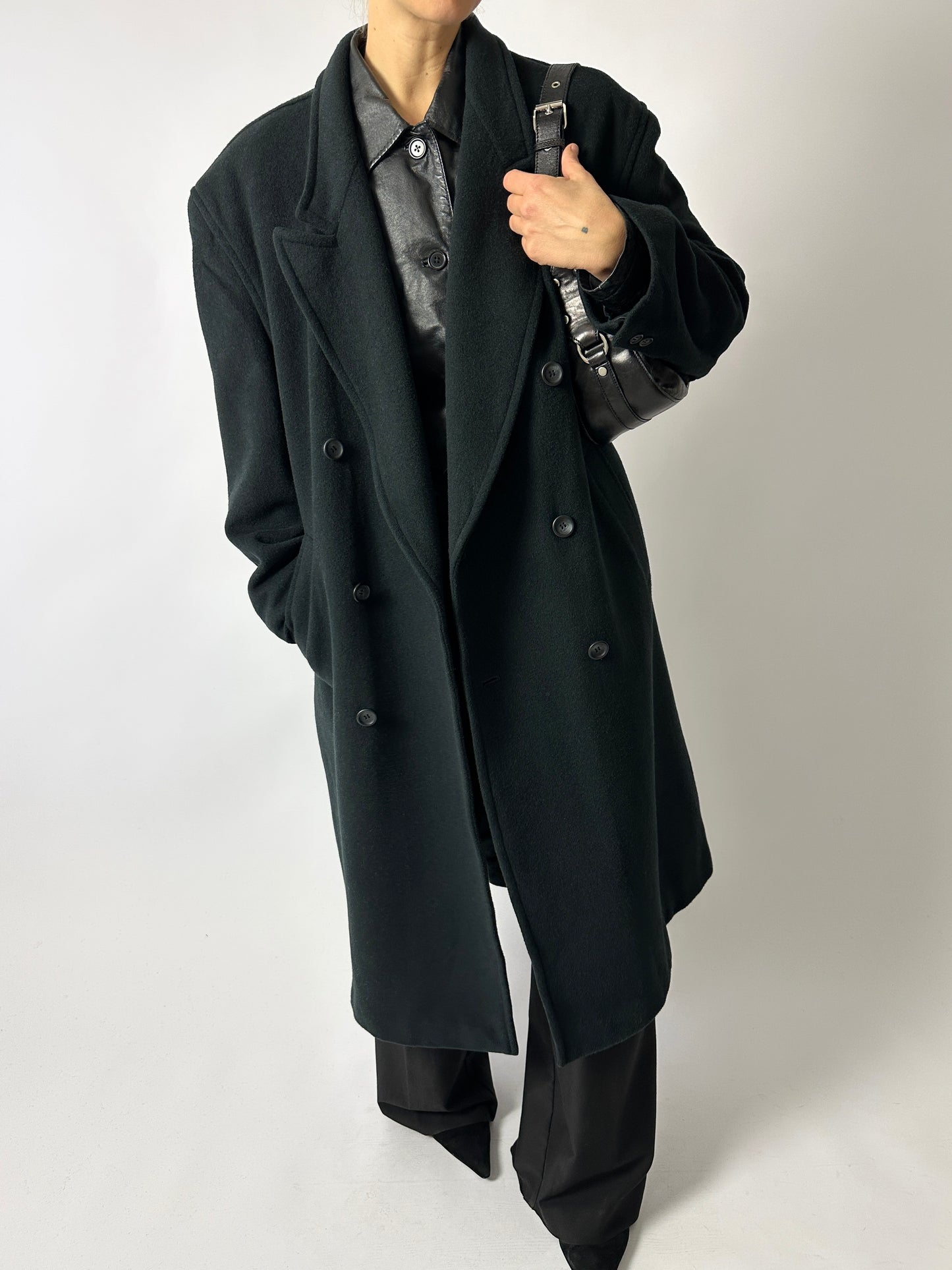 Oversized double-breasted coat | Forest green