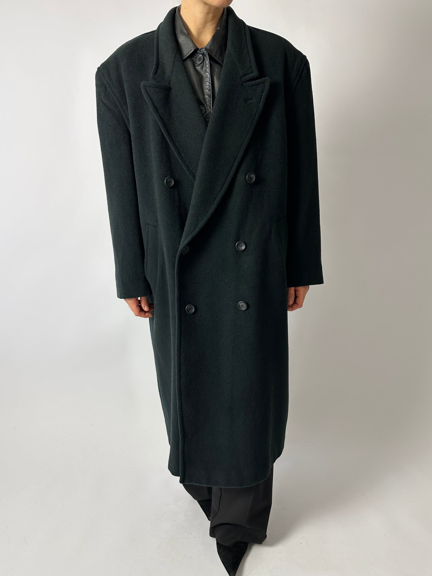 Oversized double-breasted coat | Forest green