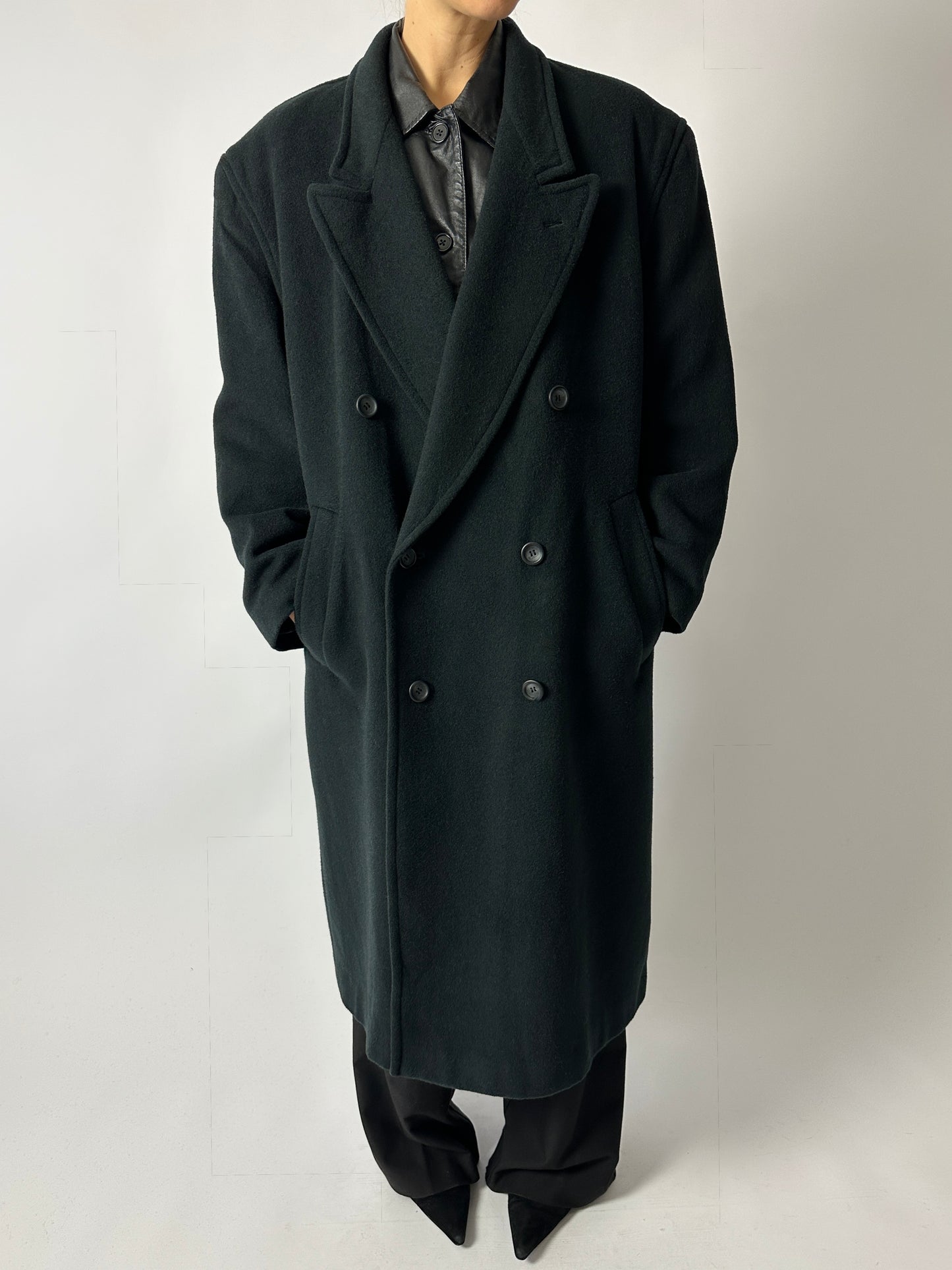 Oversized double-breasted coat | Forest green