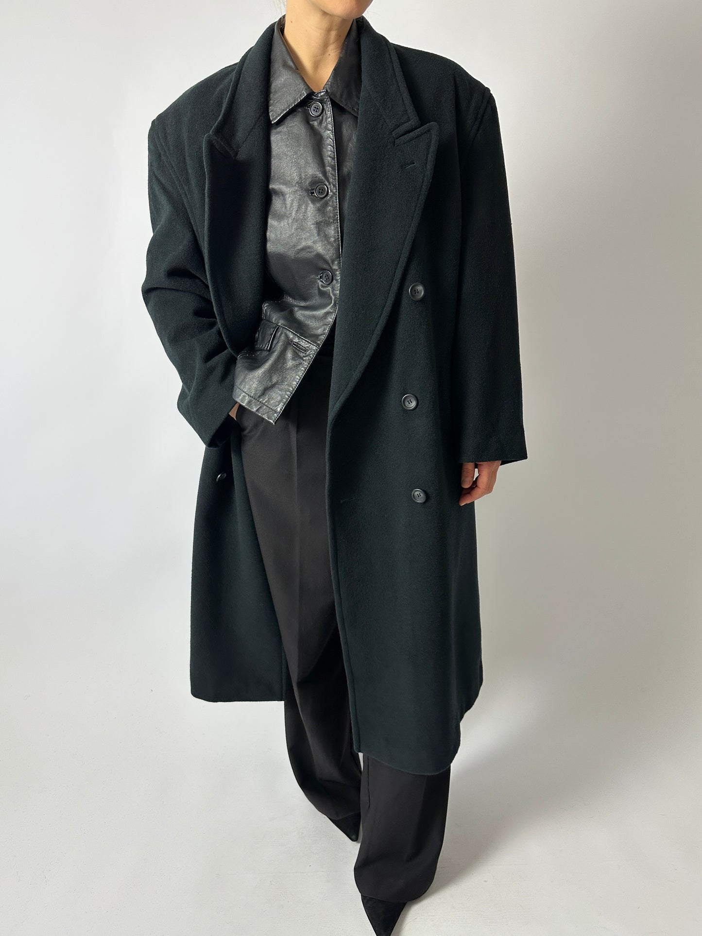 Leather fitted jacket | Black