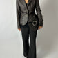 Leather blazer jacket | Dark brown