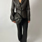 Leather blazer jacket | Dark brown