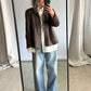 Leather blazer jacket | Brown