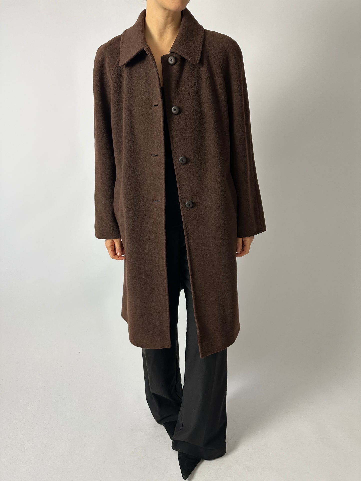 Long wool cashmere coat | Brown
