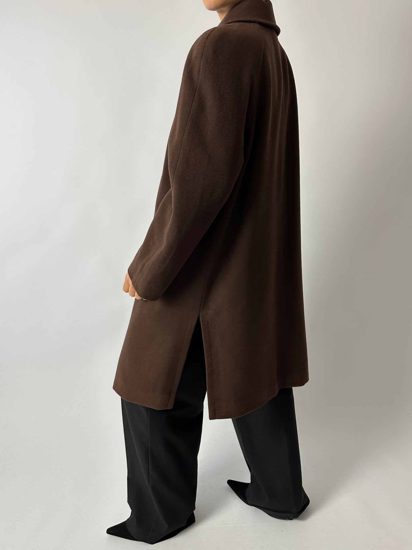 Long wool cashmere coat | Brown