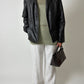 Leather blazer jacket | Dark brown