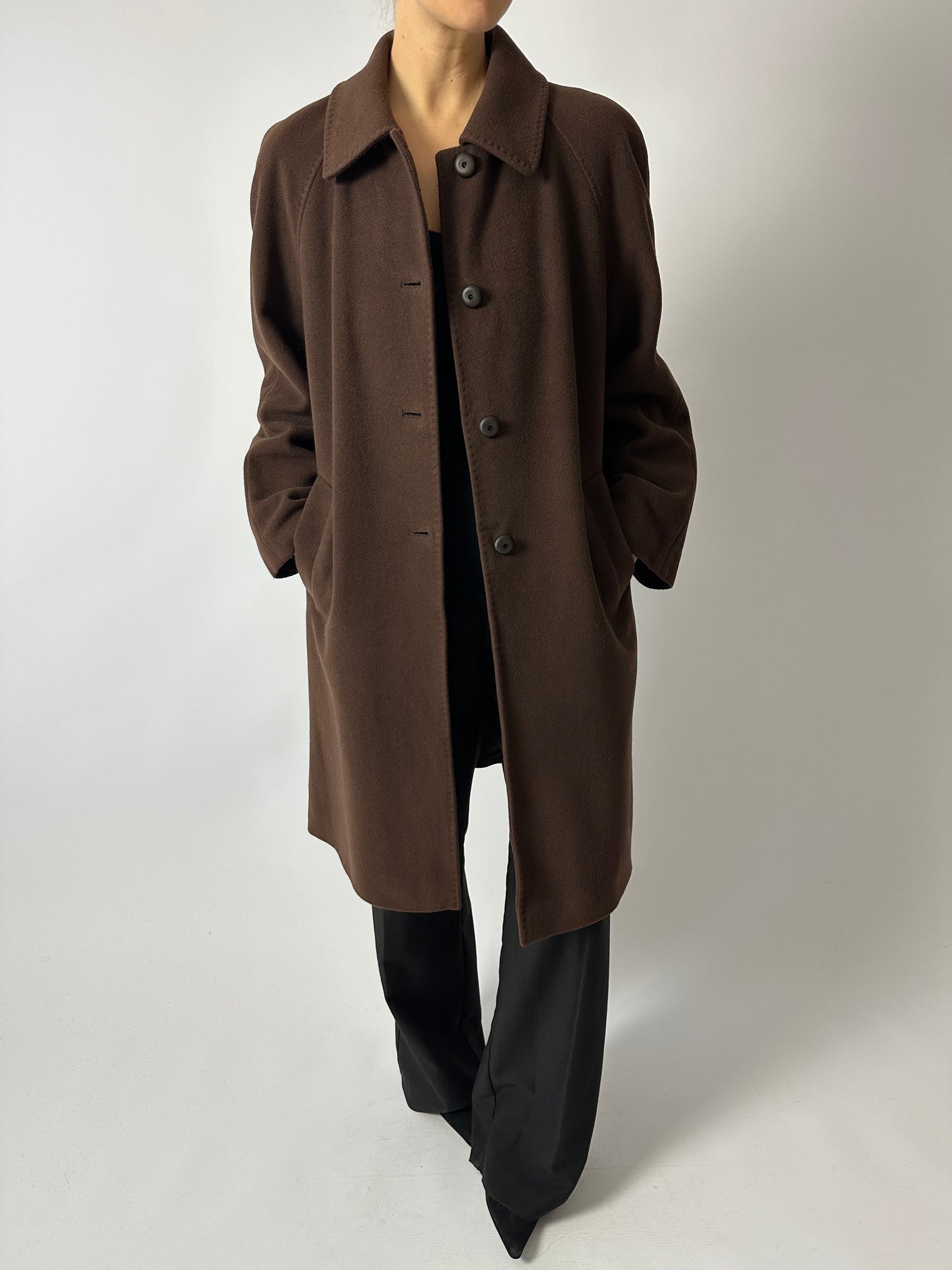 Long wool cashmere coat | Brown