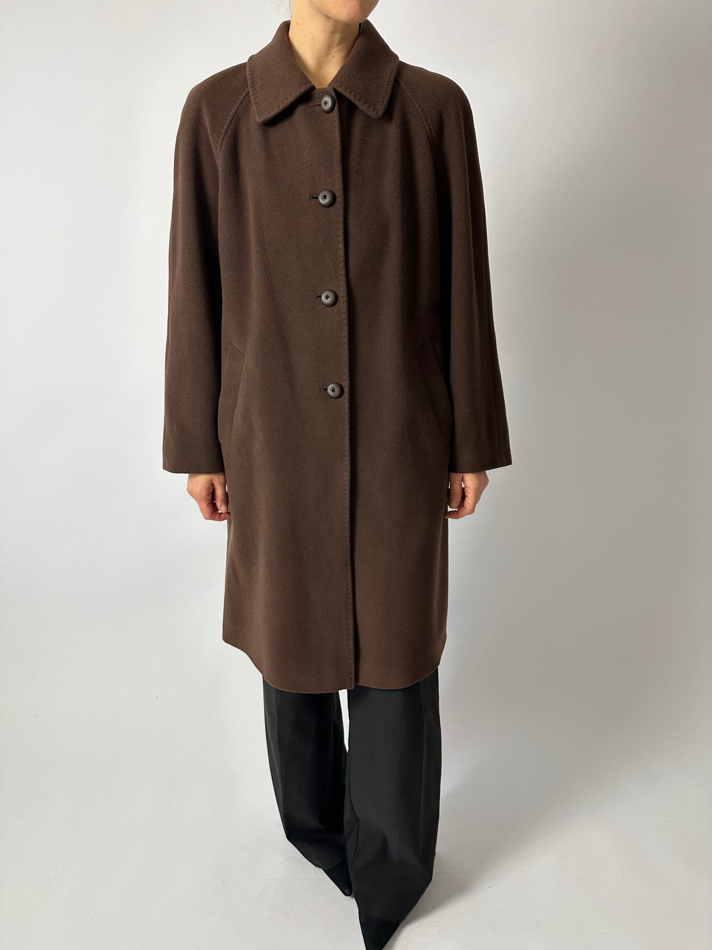 Long wool cashmere coat | Brown