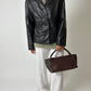 Leather blazer jacket | Dark brown