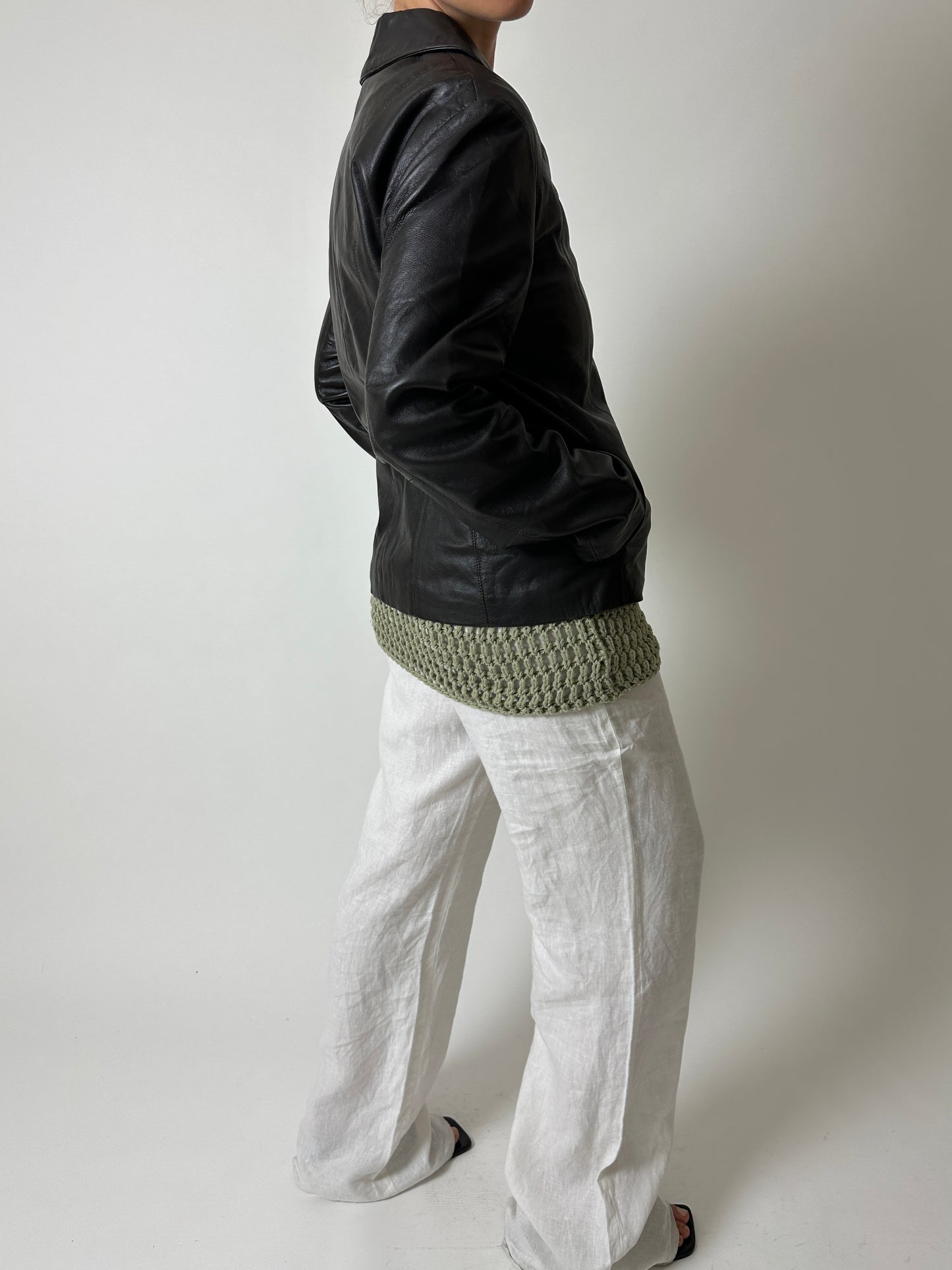 Leather blazer jacket | Dark brown