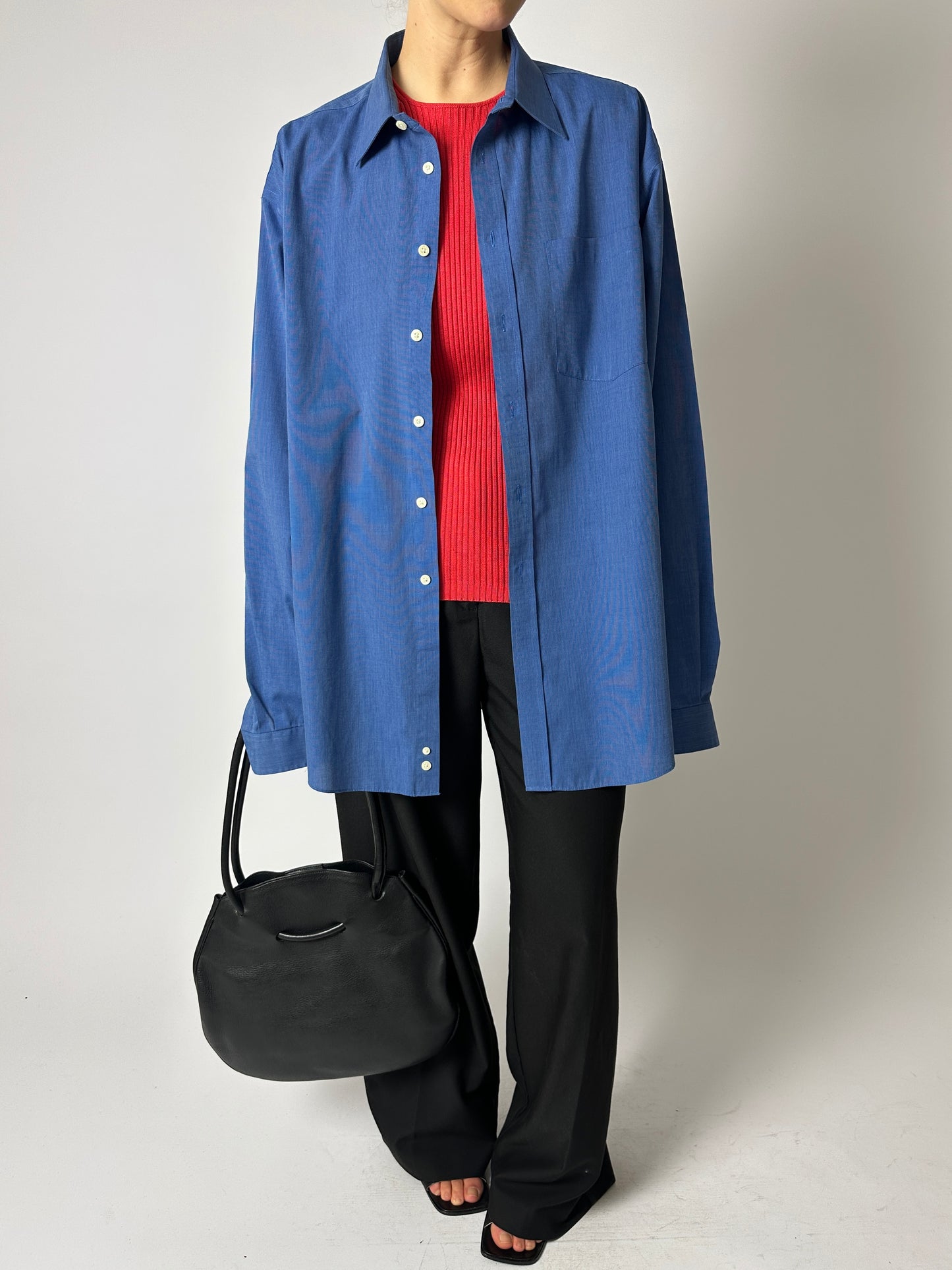 Oversized cotton shirt | Bright blue