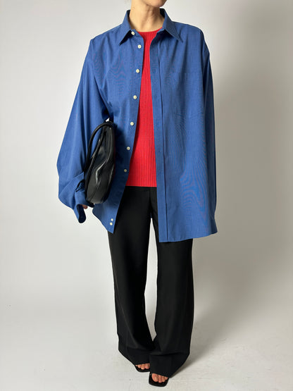 Oversized cotton shirt | Bright blue