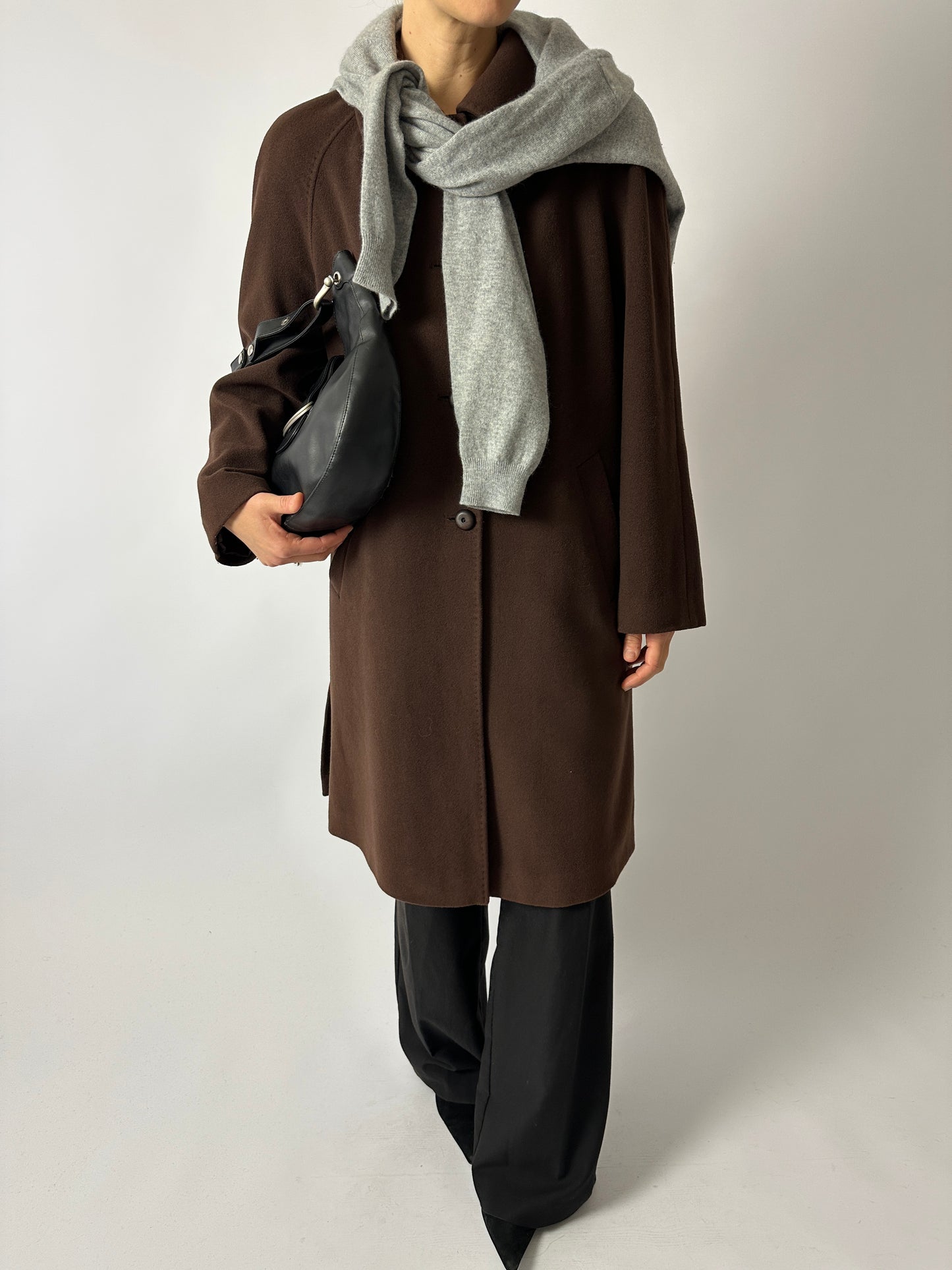 Long wool cashmere coat | Brown