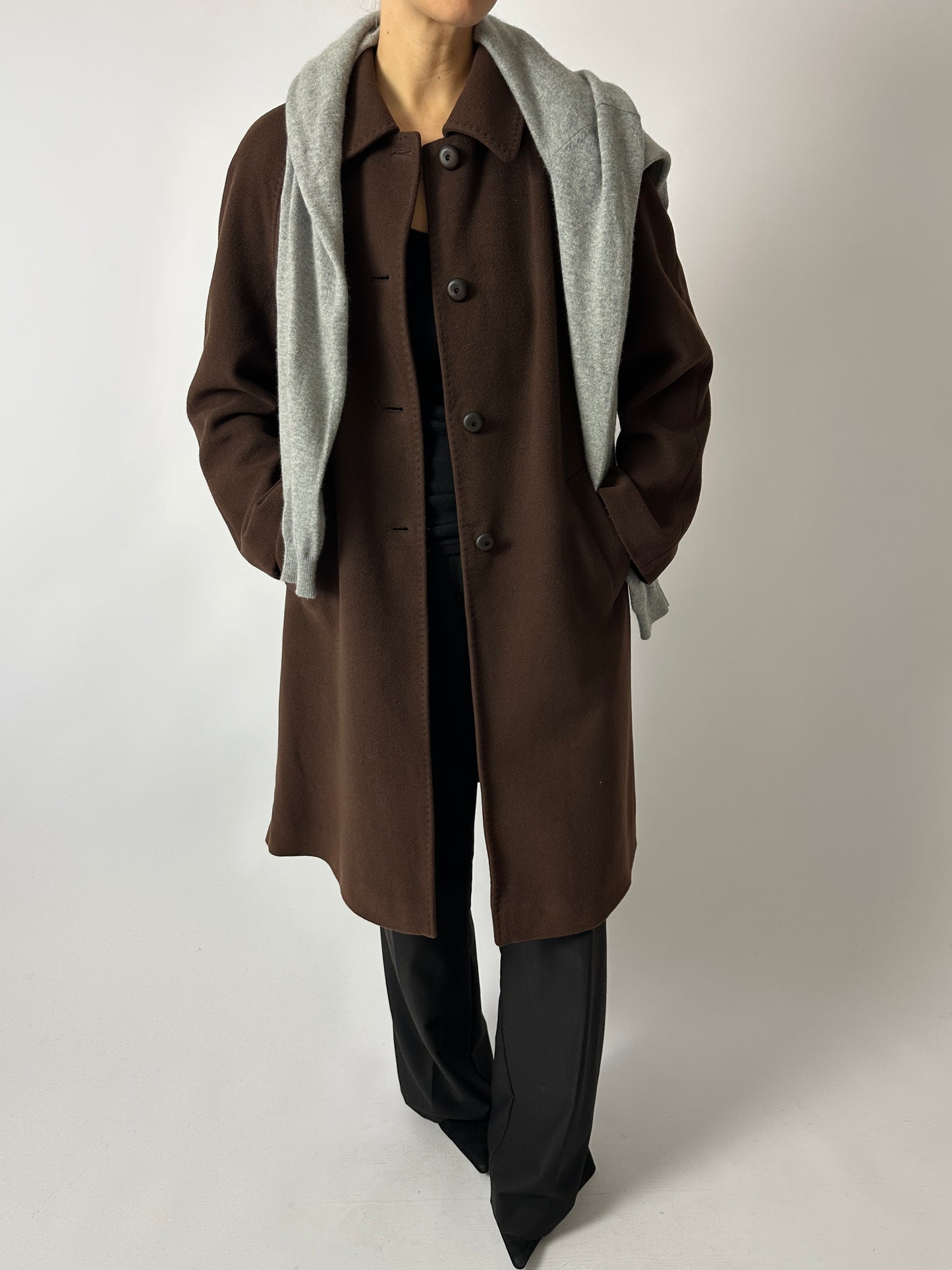 Long wool cashmere coat | Brown