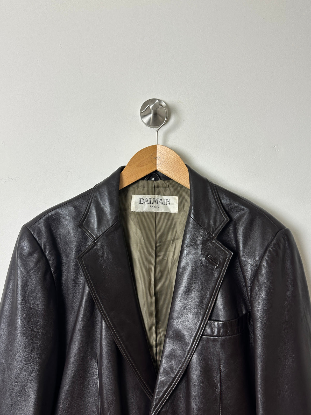 Vintage Balmain leather blazer | Dark brown