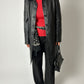Leather relaxed coat | Black