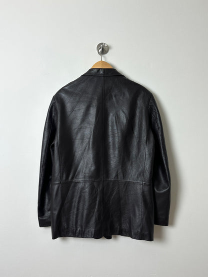 Vintage Balmain leather blazer | Dark brown