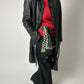 Leather relaxed coat | Black