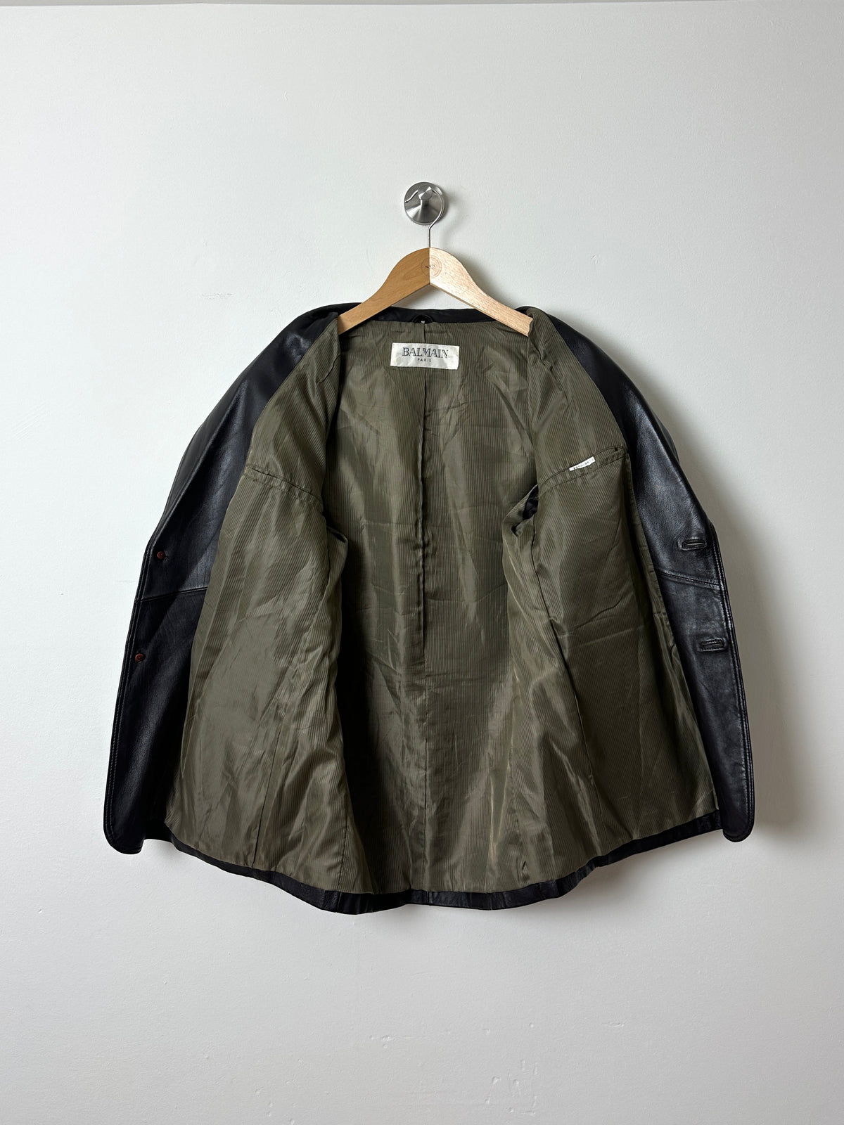 Vintage Balmain leather blazer | Dark brown