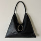 Leather triangle tote bag | Black