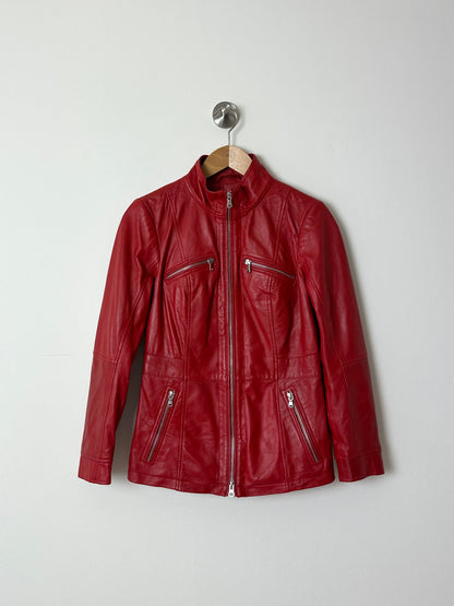 Leather fitted jacket | Red