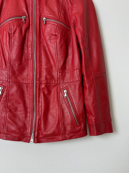 Leather fitted jacket | Red