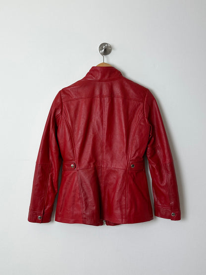 Leather fitted jacket | Red