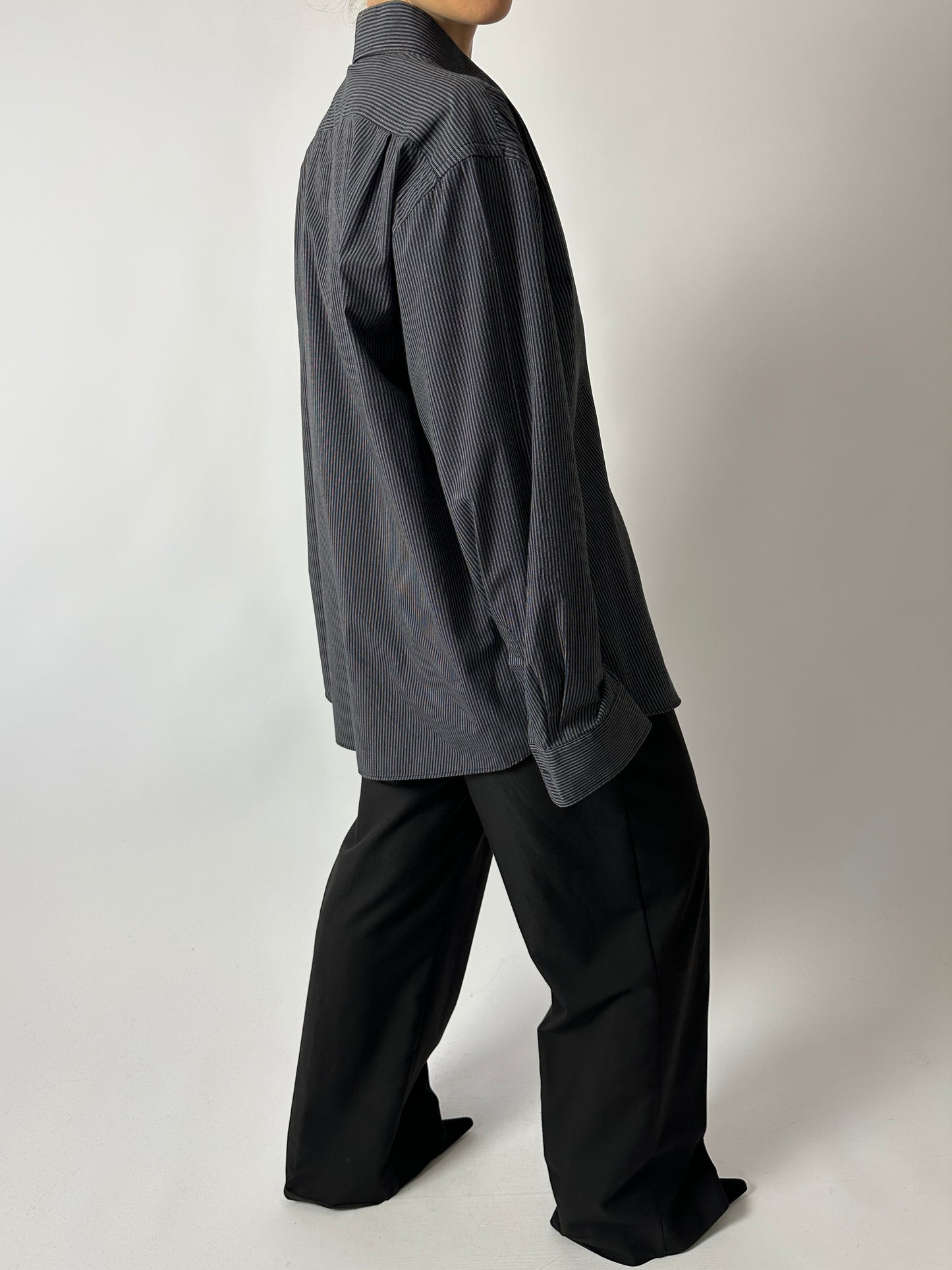 Relaxed striped shirt | Black / White