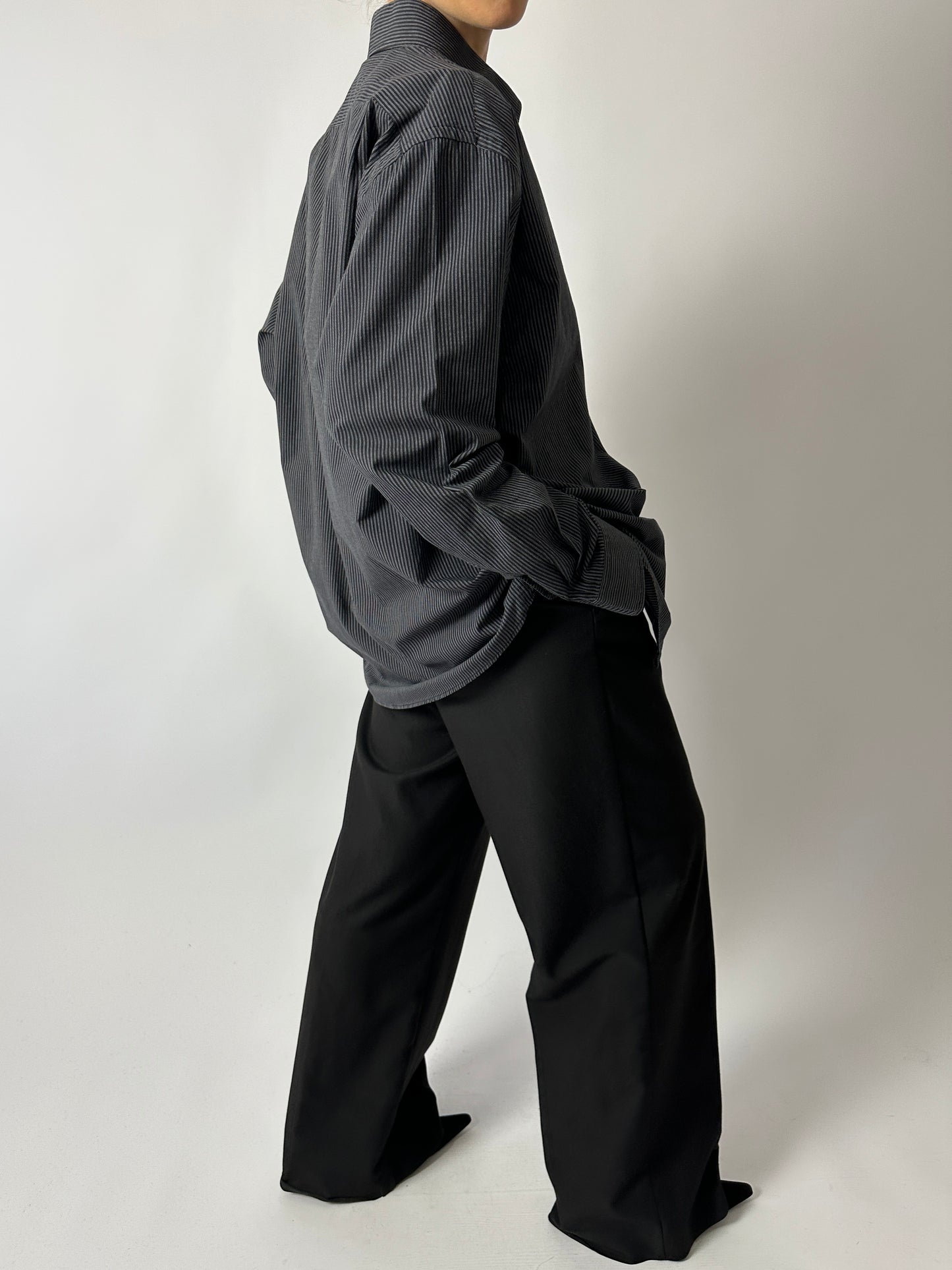 Relaxed striped shirt | Black / White