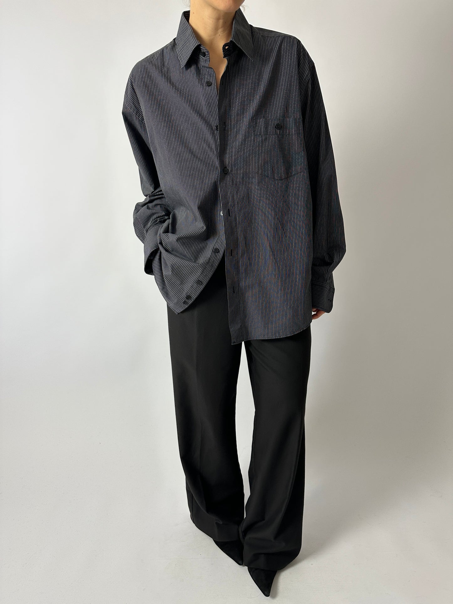 Relaxed striped shirt | Black / White