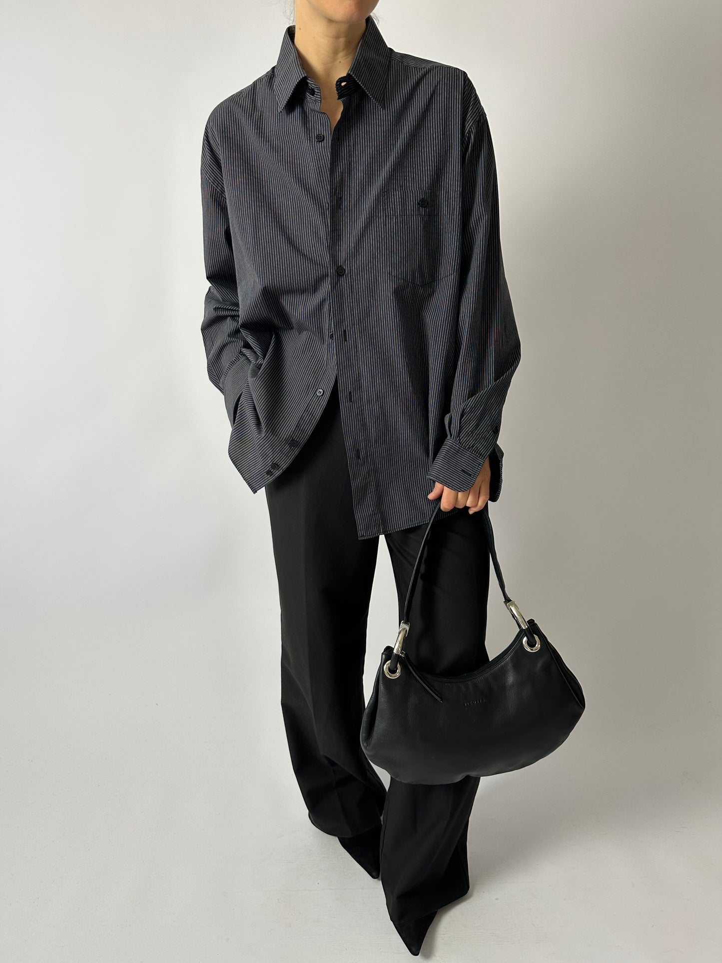 Relaxed striped shirt | Black / White