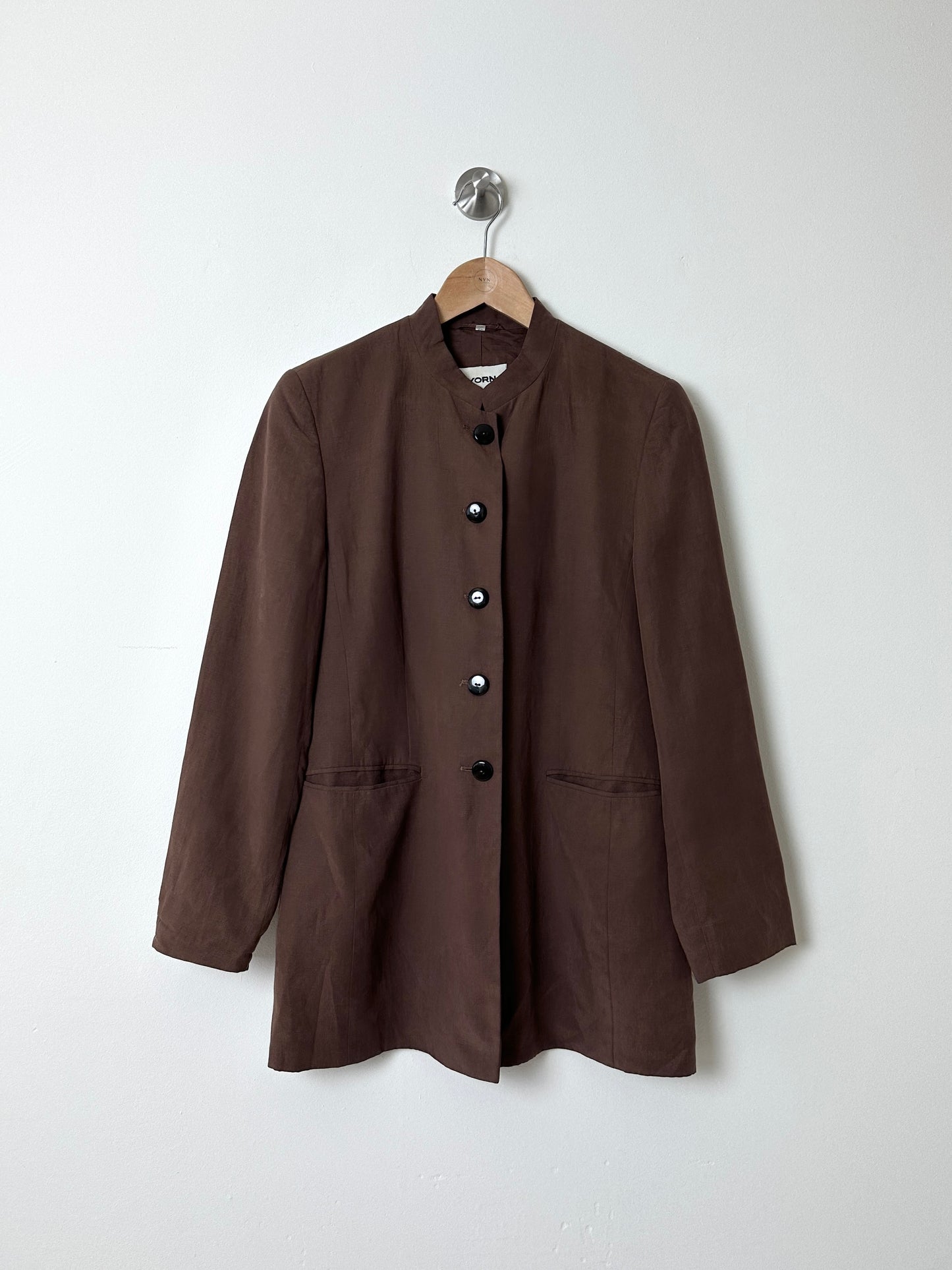 Stand up collar blazer | Terra brown