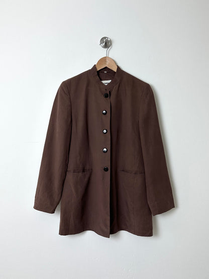 Stand up collar blazer | Terra brown